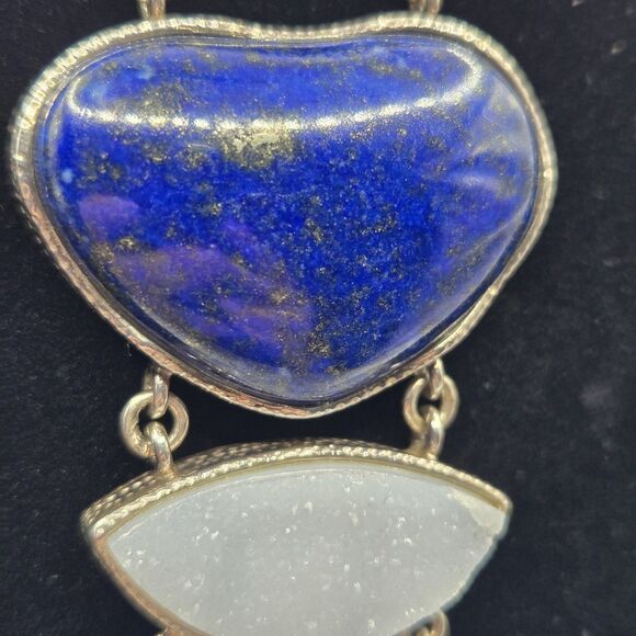 Jay King DTR Mine Finds Bracelet Heart Lapis Lazuli Lace Agate Druzy Sterling - Picture 4 of 15